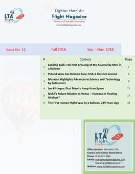 Nov. 2018 Fall 2018 Issue No. 12