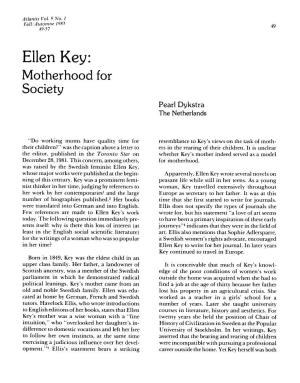 Ellen Key: Motherhood for Society