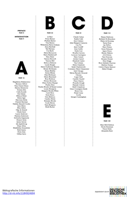 Magdalena Abakanowicz Berenice Abbott Nina Chanel Abney Marina Abramovic Tomma Abts Carla Accardi Etel Adnan Hilma Af Klint Eile