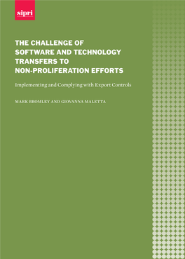 The Challenge of Software and Technology Transfers to Non-Proliferation Efforts