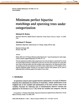 Minimum Perfect Bipartite Matchings and Spanning Trees Under Categorization