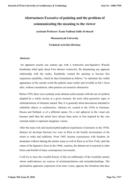 Abstractness Excessive of Painting and the Problem of Communicating the Meaning to the Viewer
