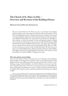 The Church of St. Mary in Oslo – Overview and Revision of the Building History
