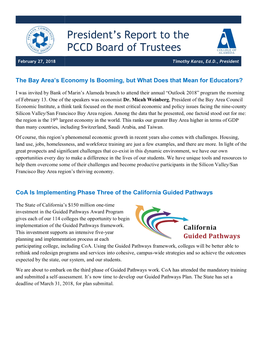 President's Report to the PCCD Board of Trustees