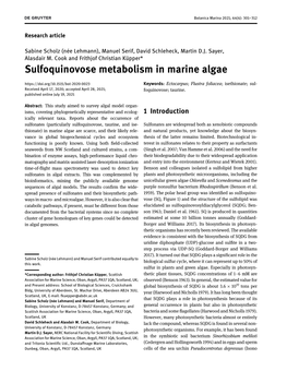 Sulfoquinovose Metabolism in Marine Algae
