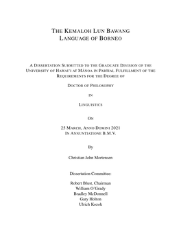 The Kemaloh Lun Bawang Language of Borneo