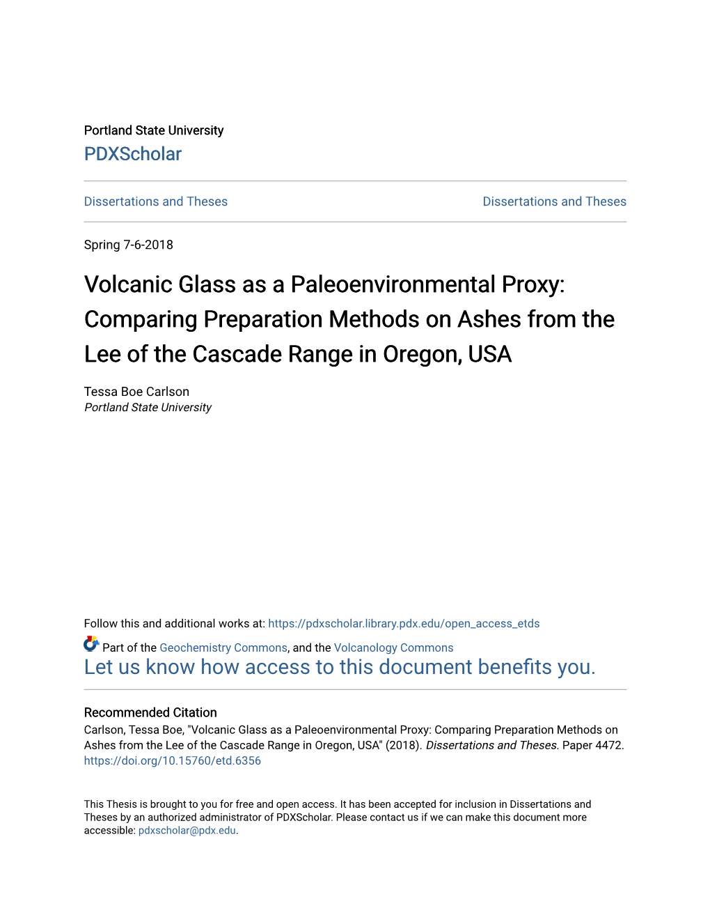 Volcanic Glass As a Paleoenvironmental Proxy: Comparing Preparation Methods on Ashes from the Lee of the Cascade Range in Oregon, USA