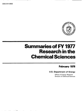 Summaries of FY 1977 Research in the Chemical Sciences
