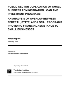 Public Sector Duplication of Small Business Administration Loan And