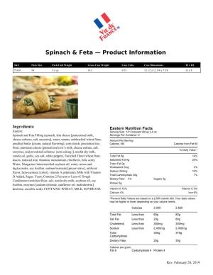 Spinach & Feta — Product Information