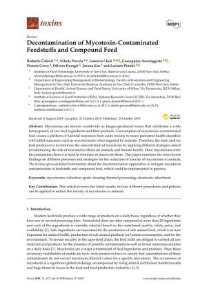Decontamination of Mycotoxin-Contaminated Feedstuffs
