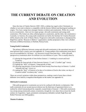 The Current Debate on Creation and Evolution