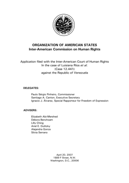 ORGANIZATION of AMERICAN STATES Inter-American Commission on Human Rights