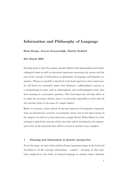 Information and Philosophy of Language