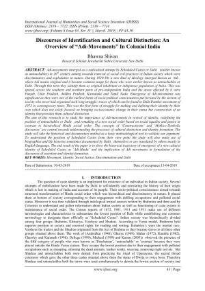 An Overview of “Adi-Movements” in Colonial India