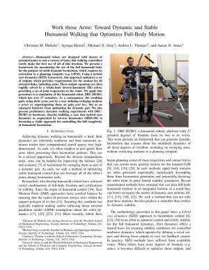 Toward Dynamic and Stable Humanoid Walking That Optimizes Full-Body Motion