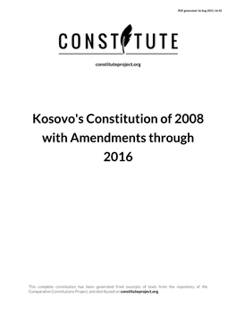 Kosovo's Constitution of 2008 with Amendments Through 2016