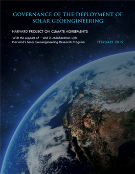 Governance of the Deployment of Solar Geoengineering