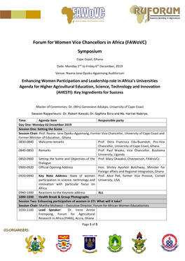 Forum for Women Vice Chancellors in Africa (Fawovc) Symposium