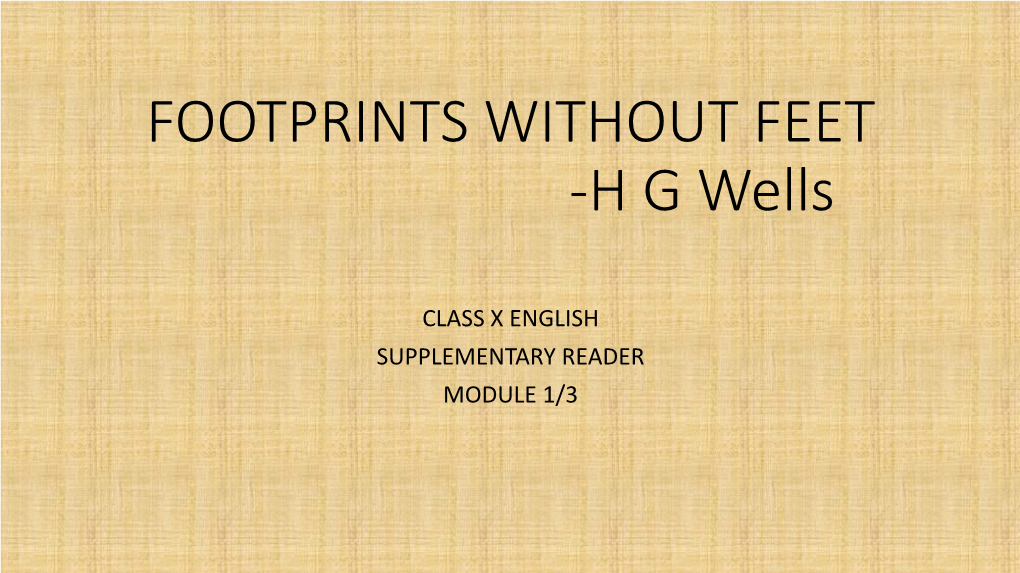 FOOTPRINTS WITHOUT FEET -HG Wells
