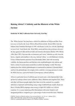 Celebrity and the Rhetoric of the White Saviour