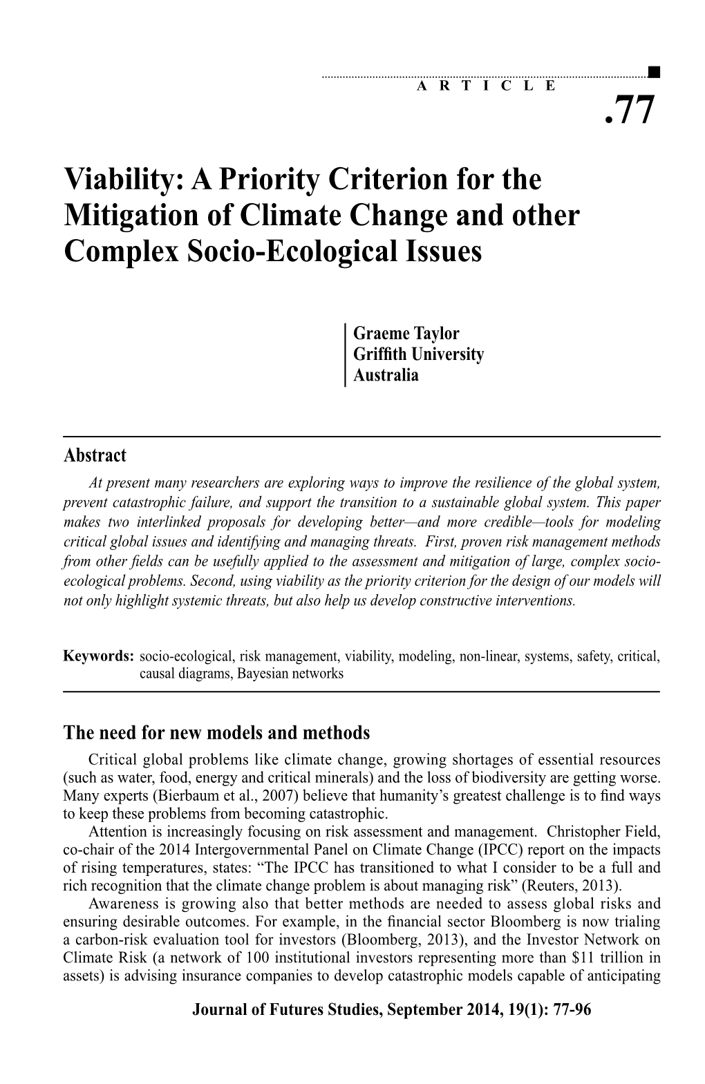 Viability: a Priority Criterion for the Mitigation of Climate Change and Other Complex Socio-Ecological Issues