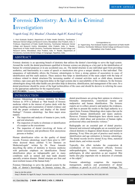 Forensic Dentistry REVIEW ARTICLE