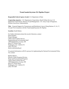 Transcanada Keystone XL Pipeline Project