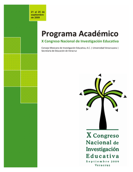 Programa Académico X Congreso Nacional De Investigación Educativa