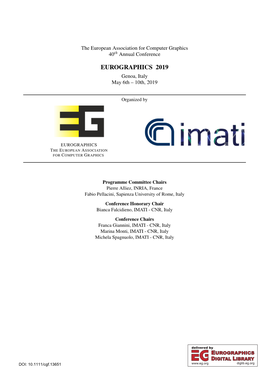 EUROGRAPHICS 2019 Genoa, Italy May 6Th – 10Th, 2019