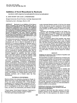Inhibition of Sterol Biosynthesis by Bacitracin (Mevalonic Acid/CQ-Isopentenyl Pyrophosphate/C15-Farnesyl Pyrophosphate) K