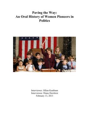 An Oral History of Women Pioneers in Politics