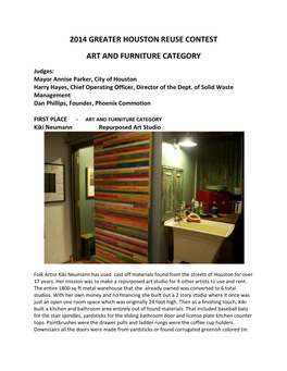 2014 Greater Houston Reuse Contest Art and Furniture Category