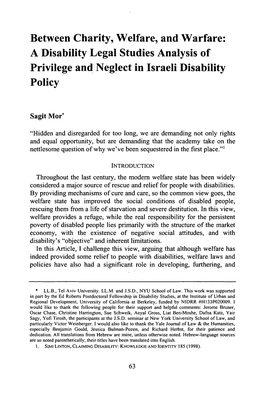A Disability Legal Studies Analysis of Privilege and Neglect in Israeli Disability Policy