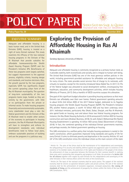 Exploring the Provision of Affordable Housing in Ras Al Khaimah