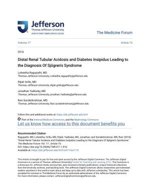 Distal Renal Tubular Acidosis and Diabetes Insipidus Leading to the Diagnosis of Sjögren's Syndrome