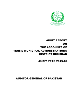 Audit Report on the Accounts of Tehsil Municipal Administrations District Khushab