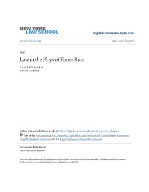 Law in the Plays of Elmer Rice Randolph N