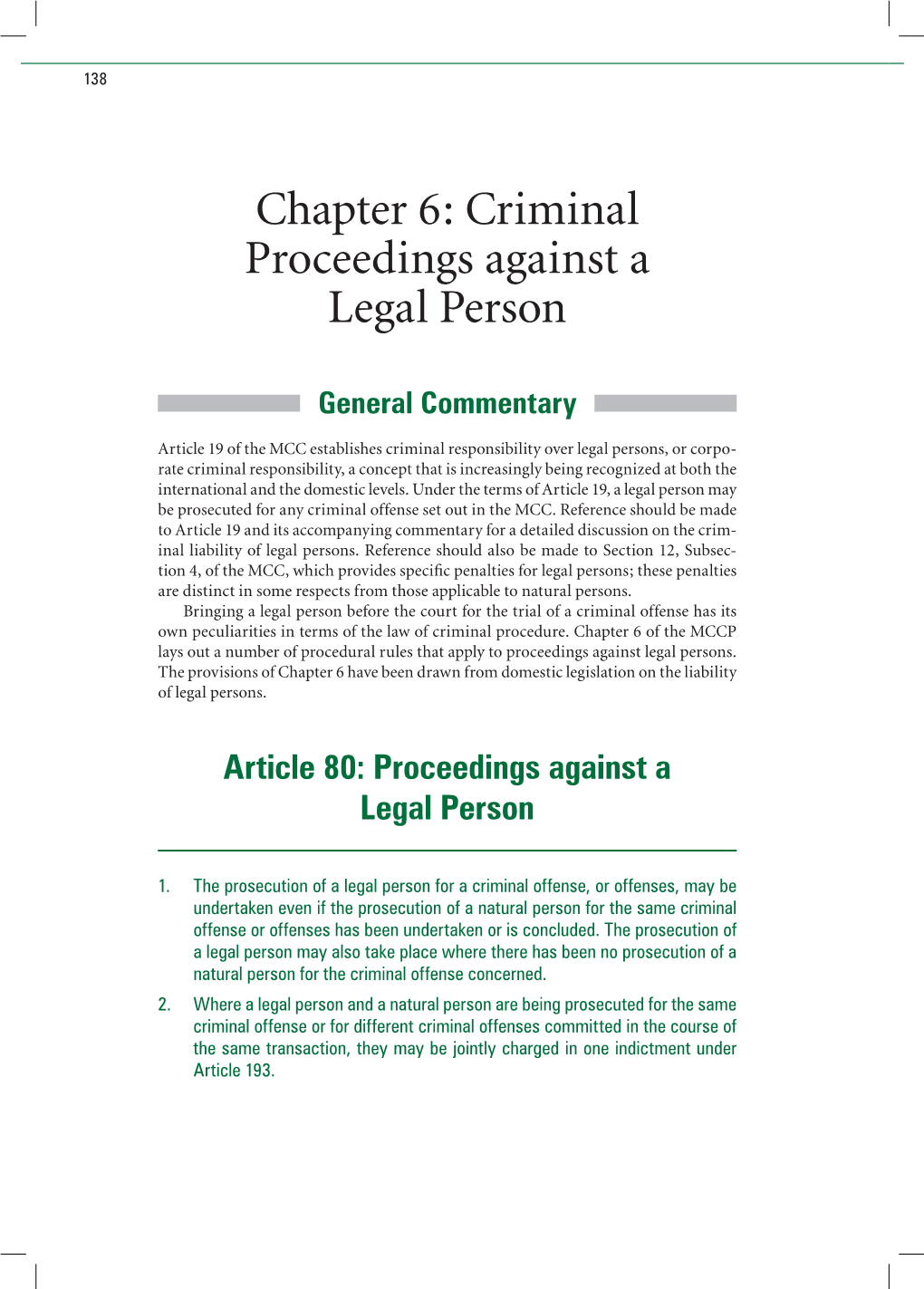Chapter 6: Criminal Proceedings Against a Legal Person