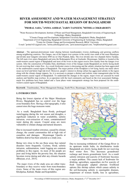 River Assessment and Water Management Strategy for South-Westcoastal Region of Bangladesh
