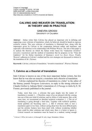Calvino and Weaver on Translation: in Theory and in Practice