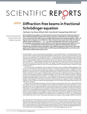 Diffraction-Free Beams in Fractional Schrödinger Equation Yiqi Zhang1, Hua Zhong1, Milivoj R