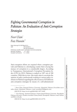 Fighting Governmental Corruption in Pakistan: an Evaluation of Anti-Corruption Strategies
