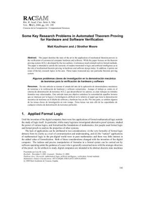 Some Key Research Problems in Automated Theorem Proving for Hardware and Software Veriﬁcation