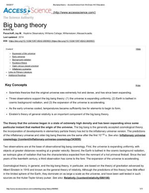 Big Bang Theory ­ Accessscience from Mcgraw­Hill Education