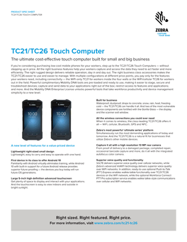 TC21/TC26 Touch Computer Specification Sheet