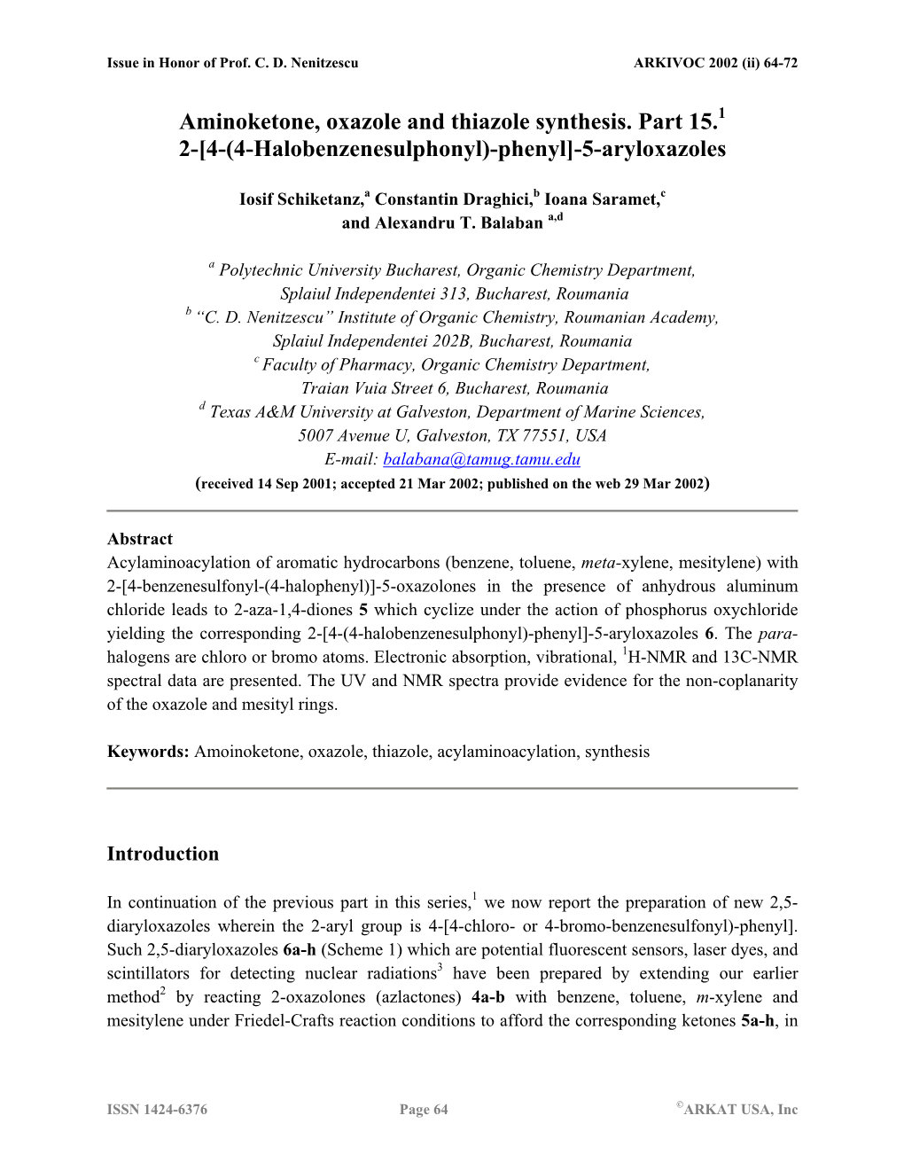 Aminoketone, Oxazole and Thiazole Synthesis. Part 15. 2