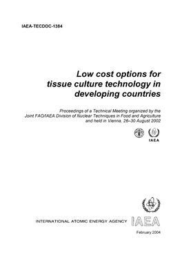 Low Cost Options for Tissue Culture Technology in Developing Countries