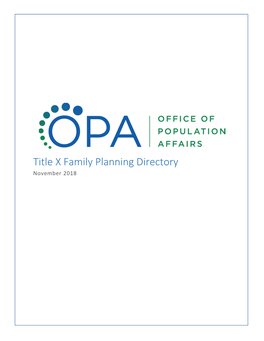 Title X Family Planning Directory November 2018