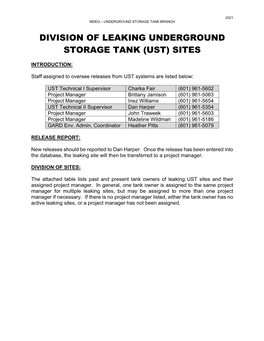 Division of Tank Owners for Leaking Sites